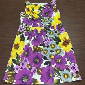 Nine West Floral Dress - Purple, Yellow, White